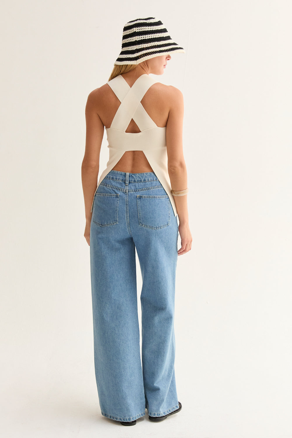 Sofie Cross Back Cut Out Knit Top