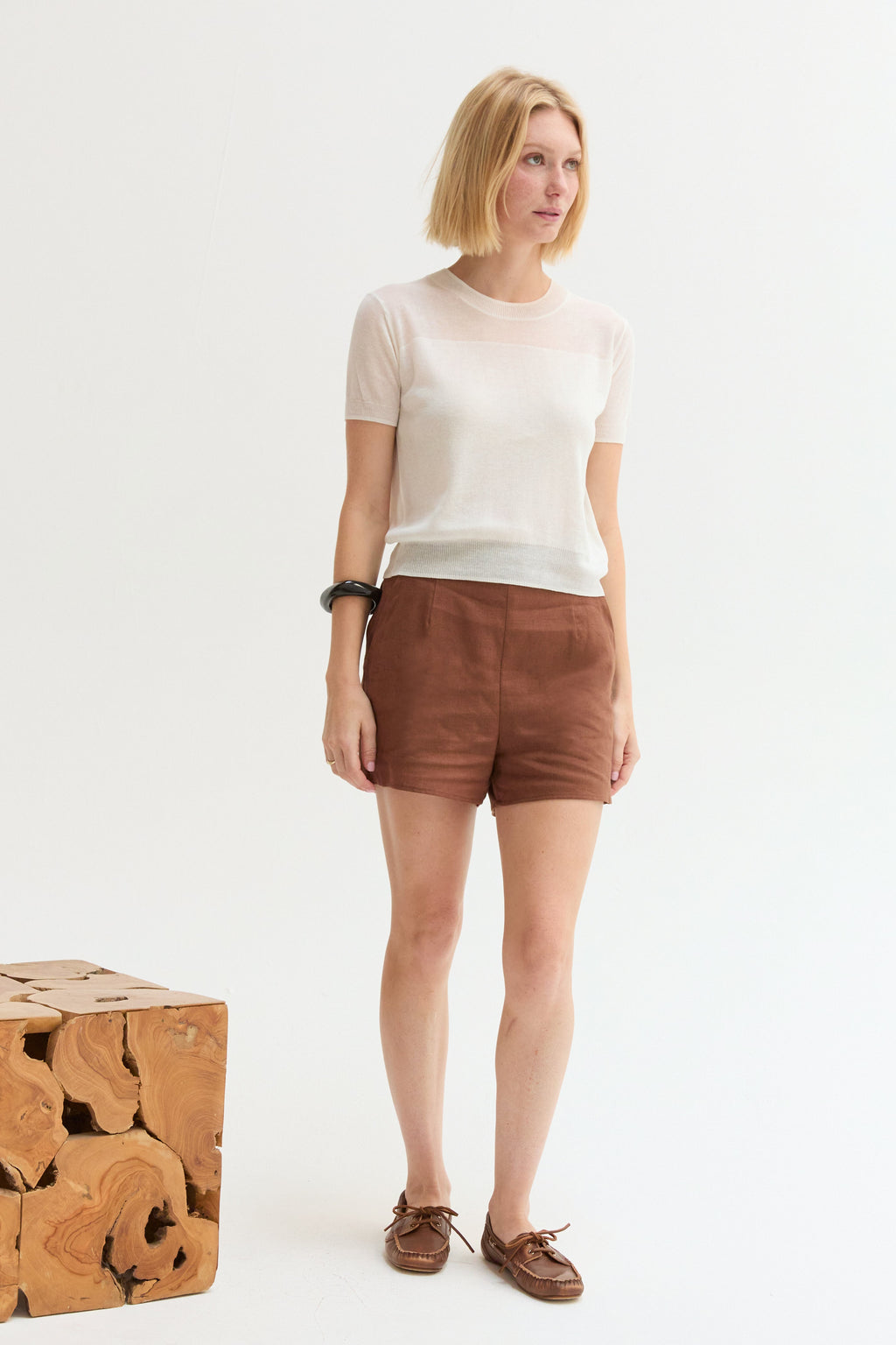 Uri Short Sleeve Sheer Knit Top