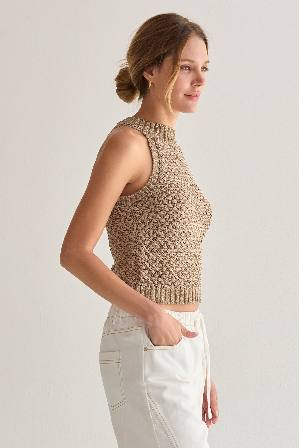Jemma Basket Weave Halter Knit Top