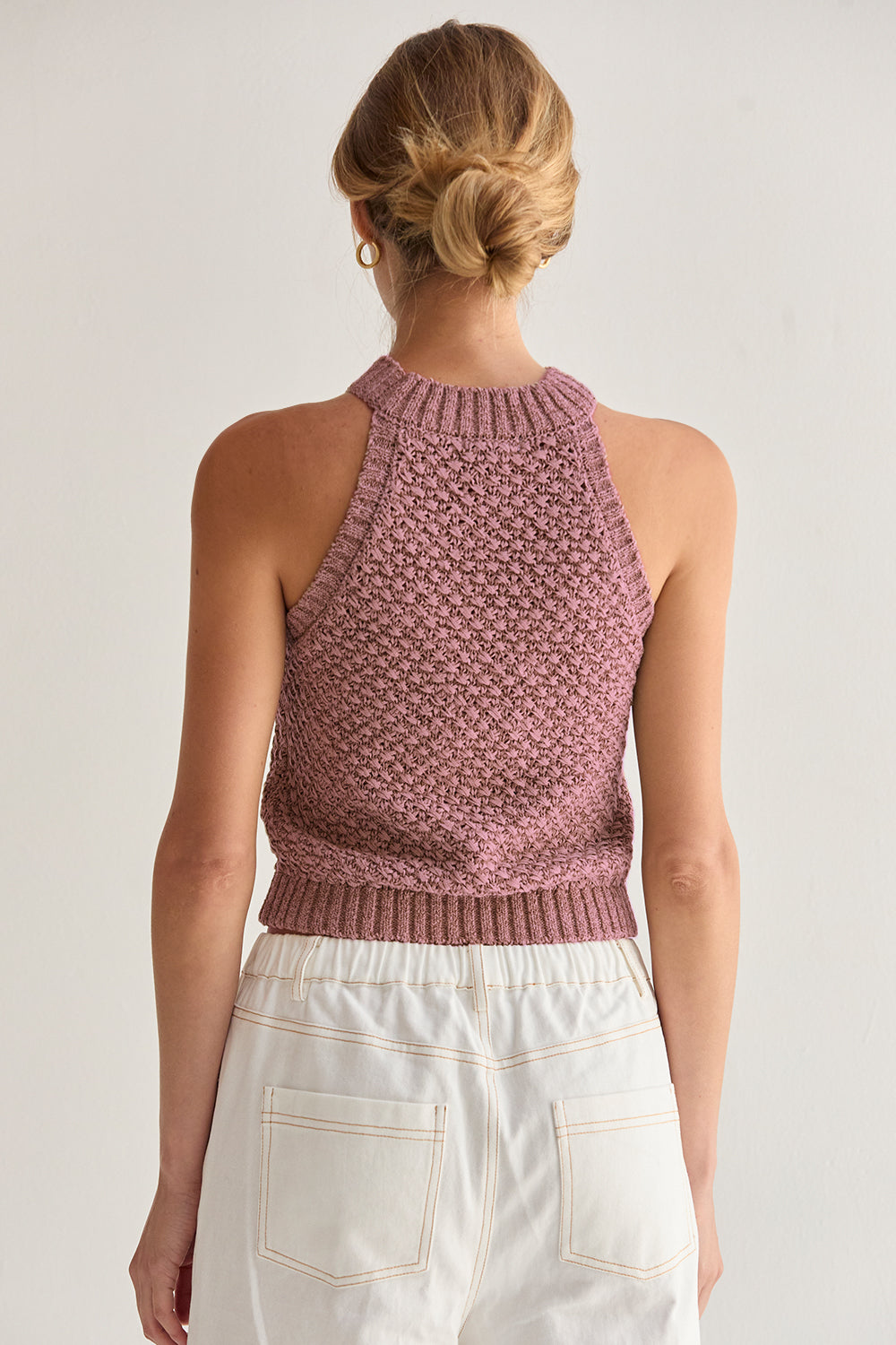 Jemma Basket Weave Halter Knit Top