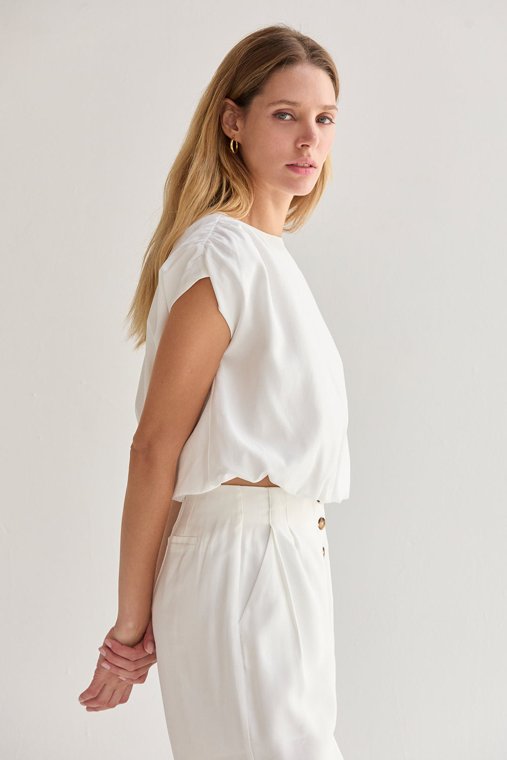 Samara Cap Sleeve Bubble Hem Top