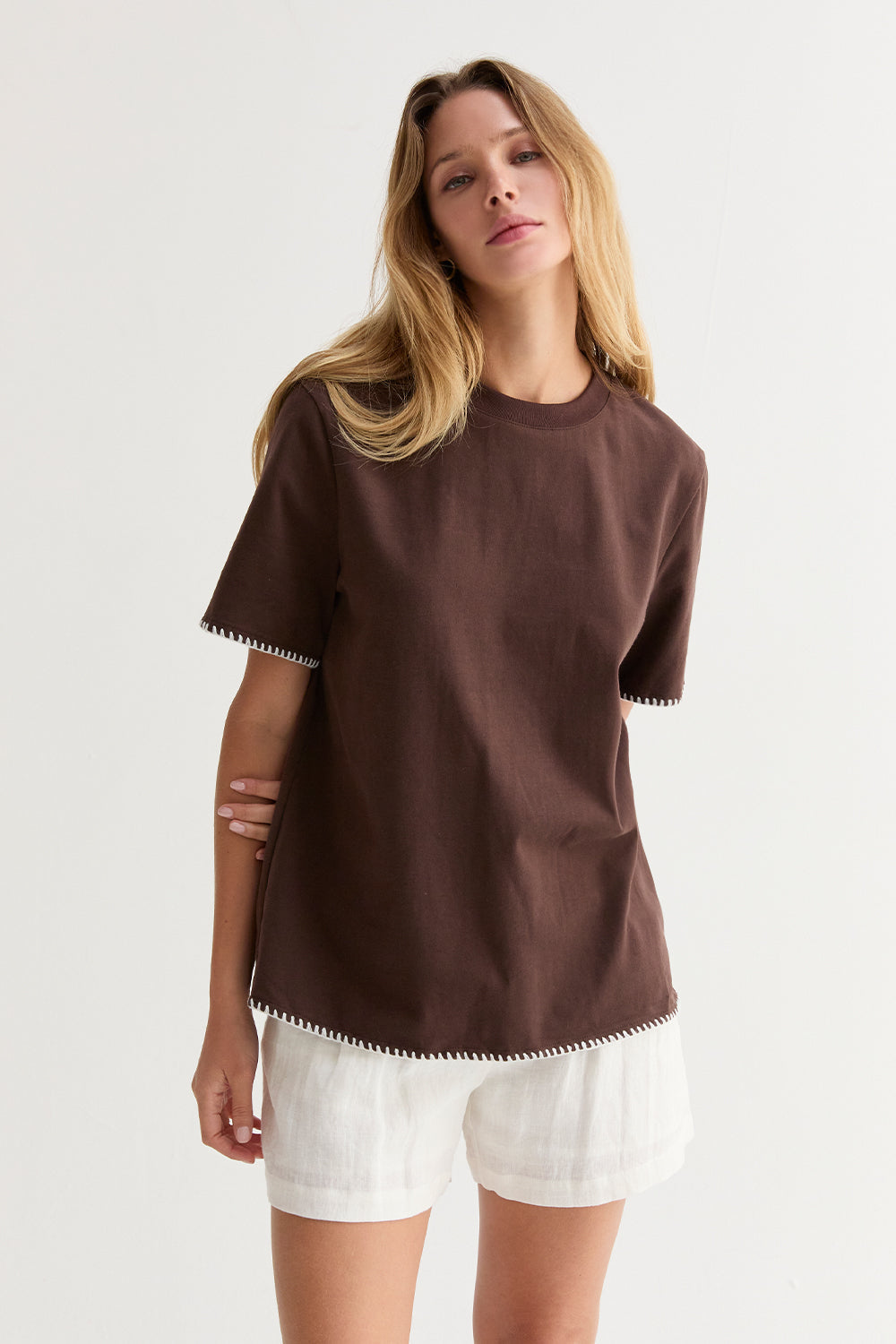 Olivia Blanket Stitch Boxy T-Shirt
