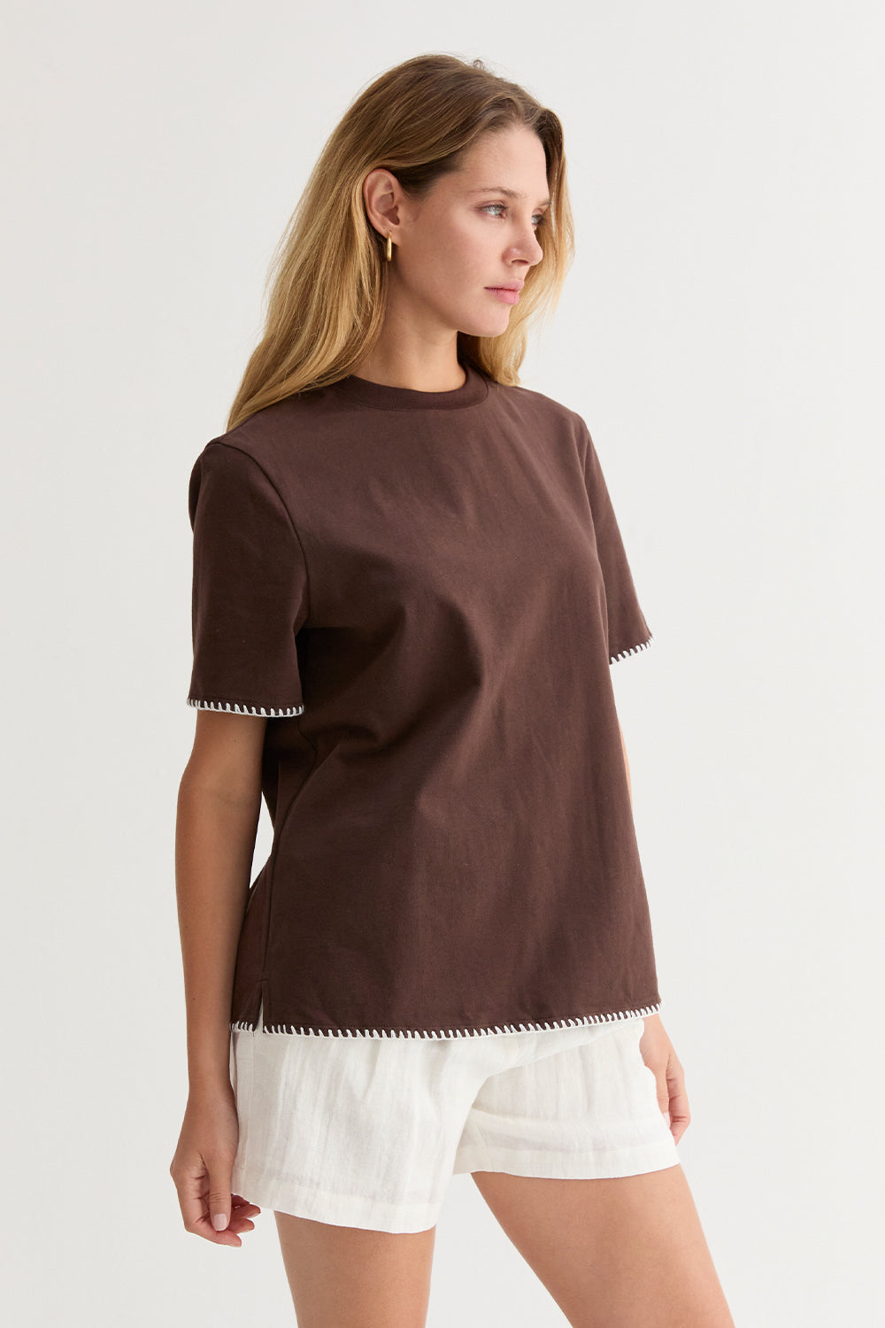 Olivia Blanket Stitch Boxy T-Shirt