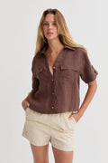 Mali Button Down Short Sleeve Linen Top