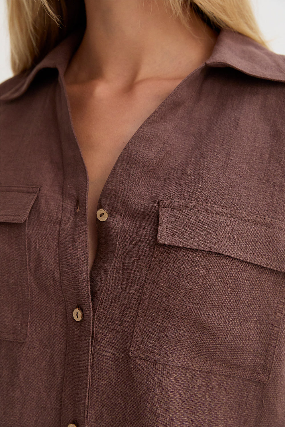 Mali Button Down Short Sleeve Linen Top