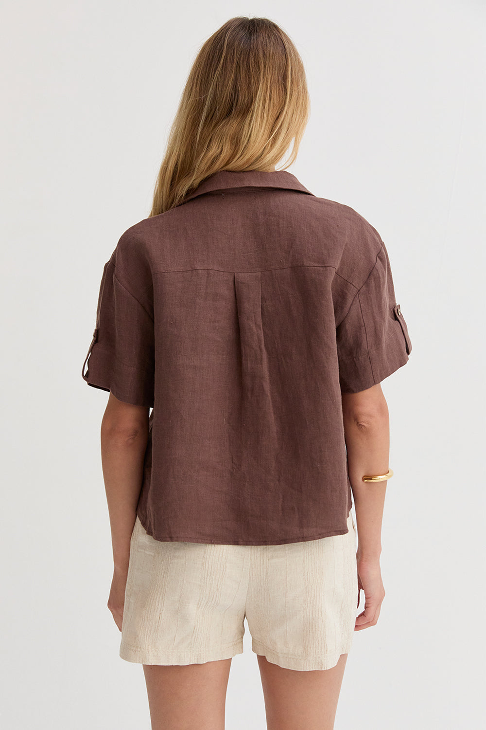 Mali Button Down Short Sleeve Linen Top