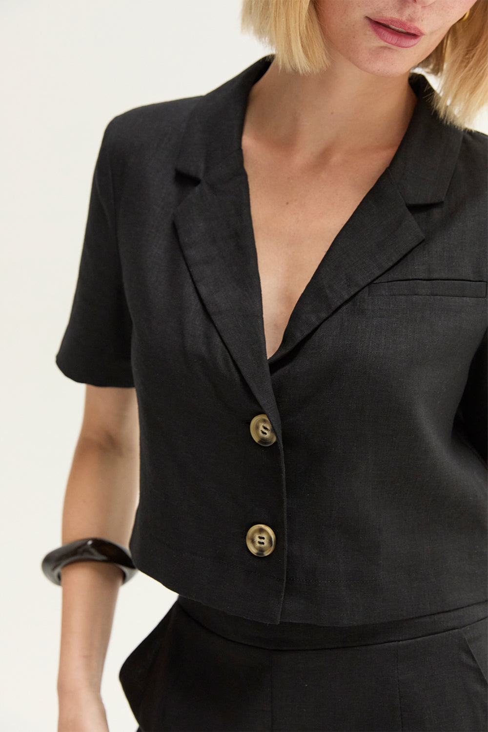 Isla Cropped Linen Blend Blazer