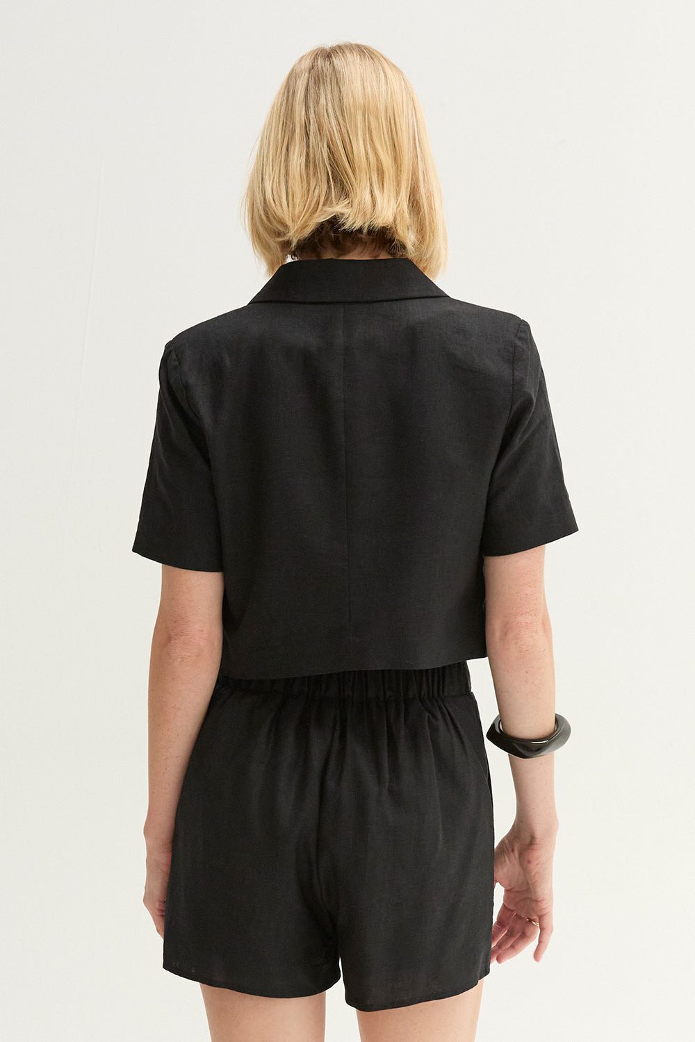Isla Cropped Linen Blend Blazer