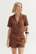 Isla Cropped Linen Blend Blazer
