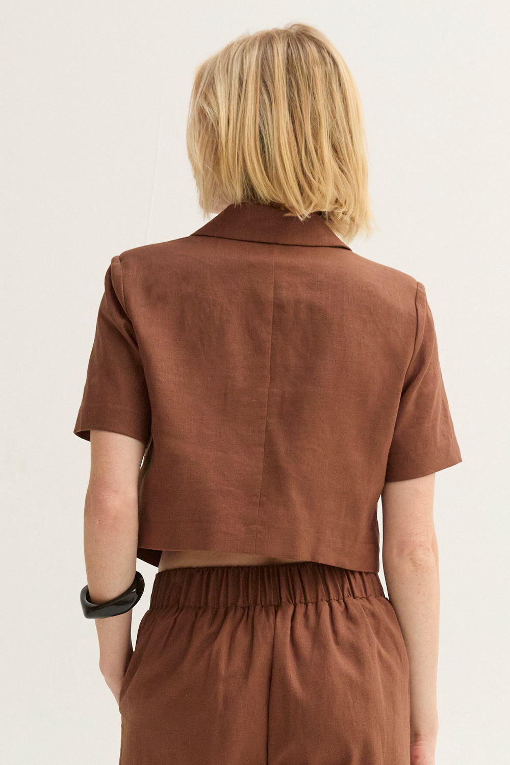 Isla Cropped Linen Blend Blazer