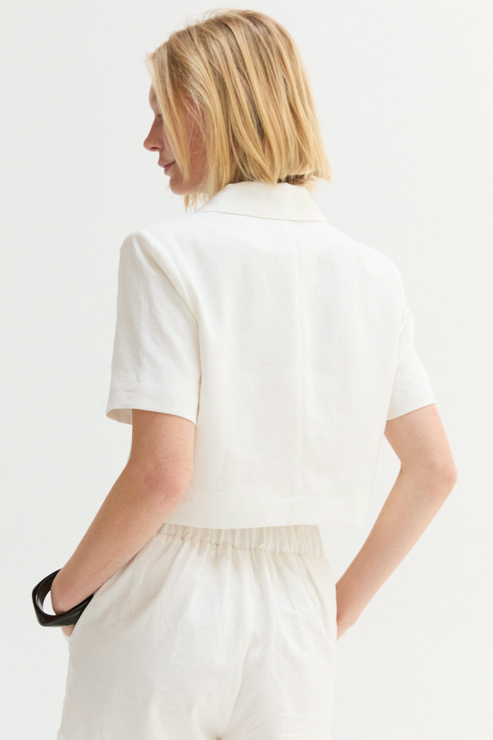 Isla Cropped Linen Blend Blazer