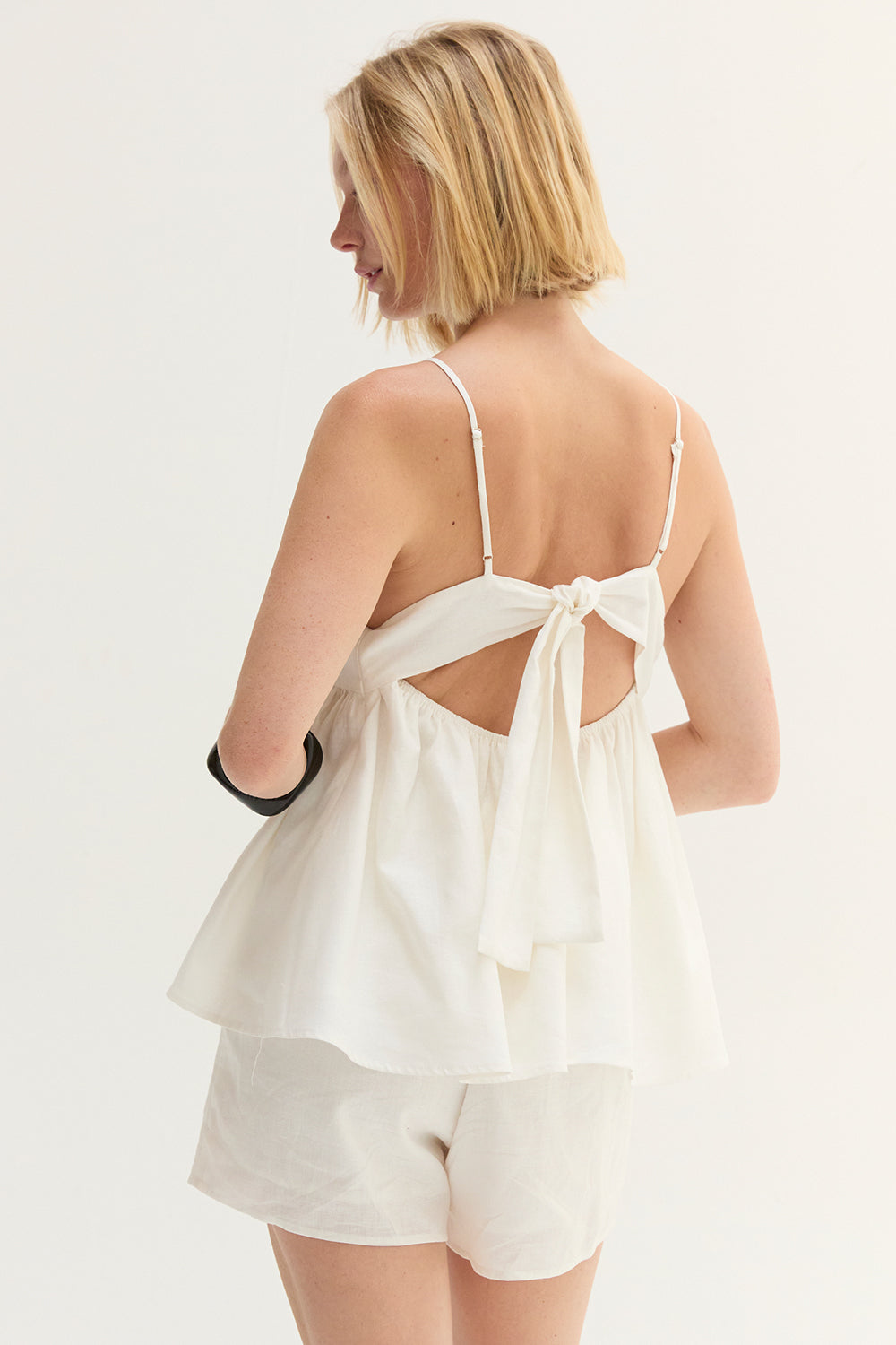 Isla Tie Back Babydoll Linen Blend Top