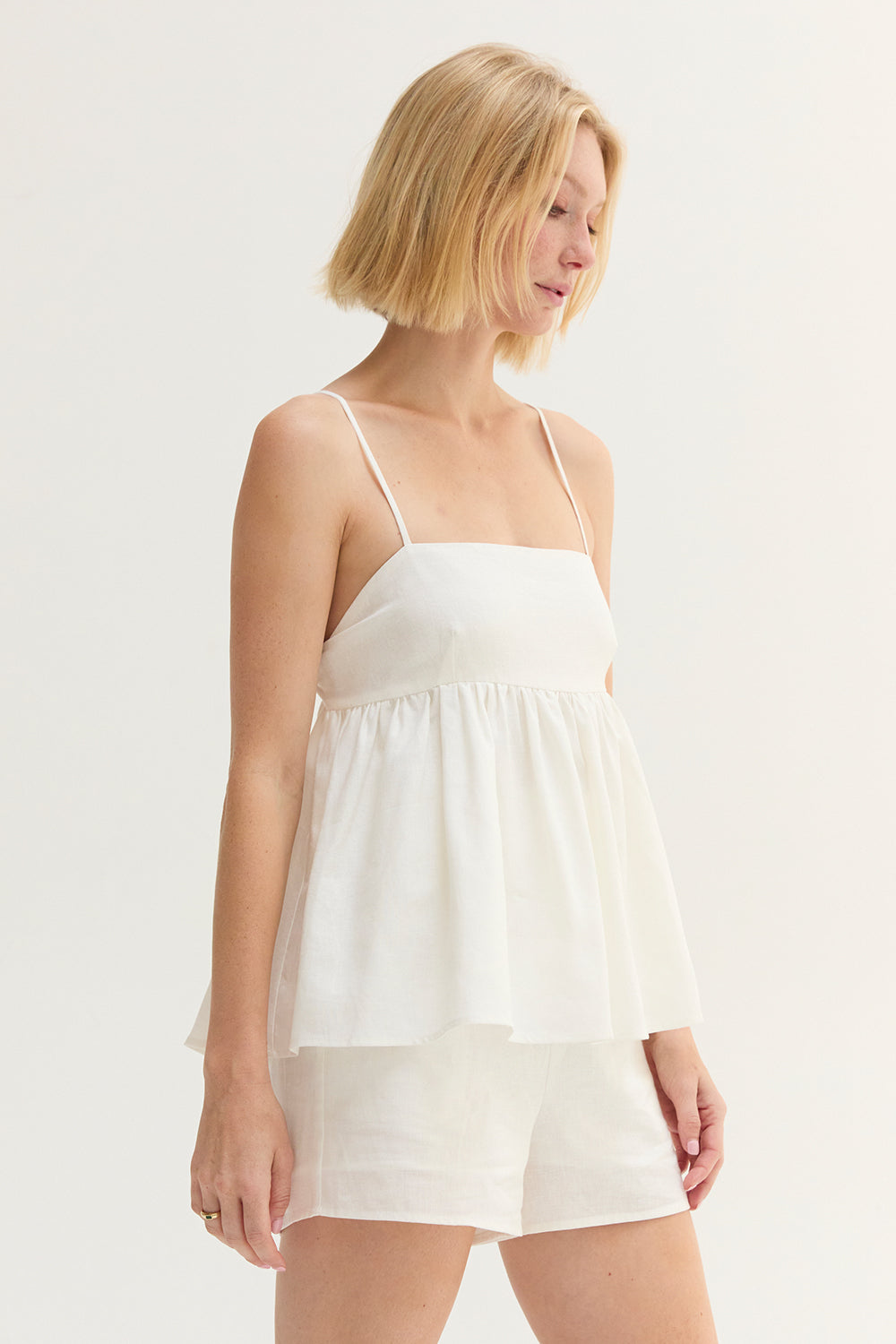Isla Tie Back Babydoll Linen Blend Top