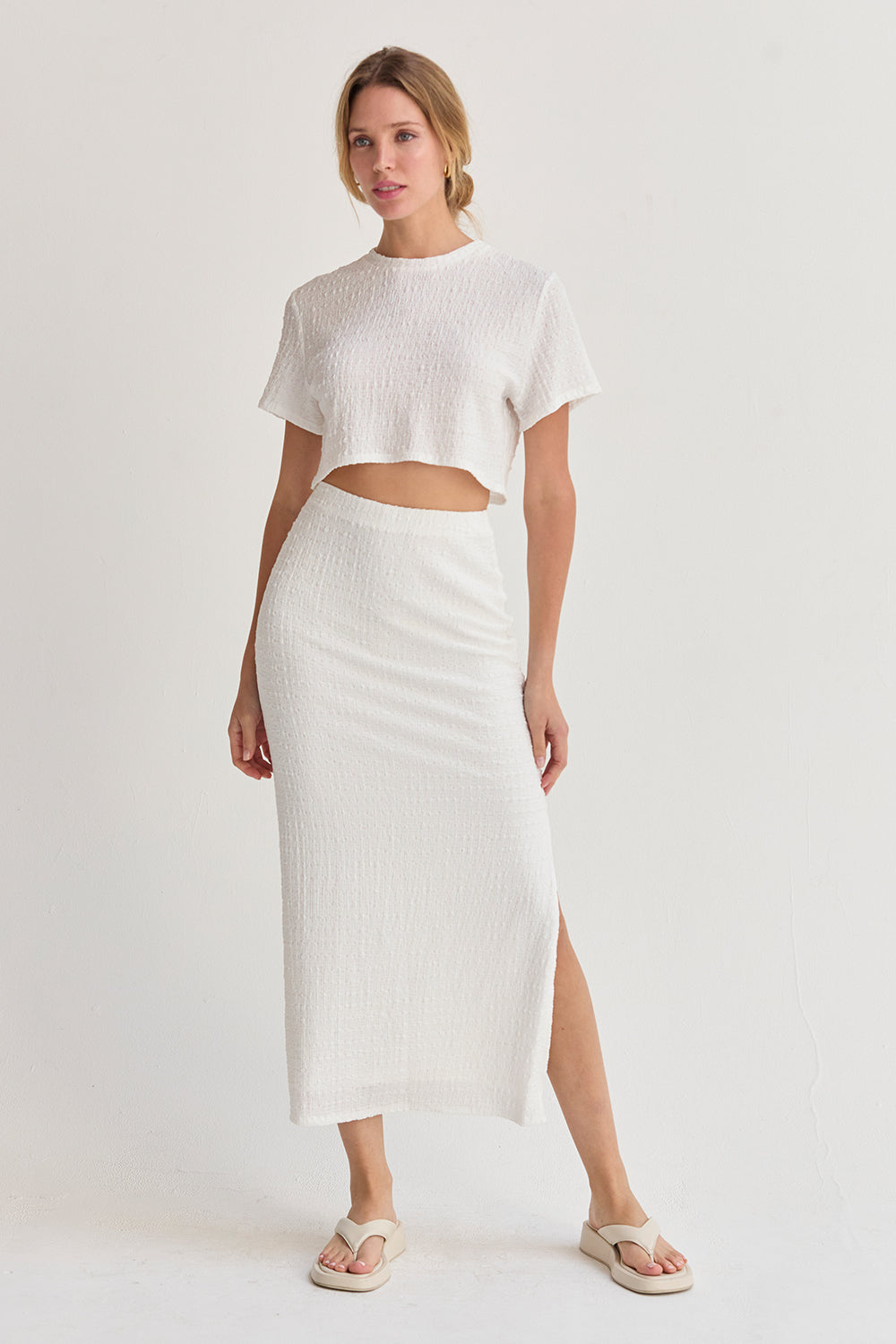 Jenna Textured Knit Two Piece Skirt Set